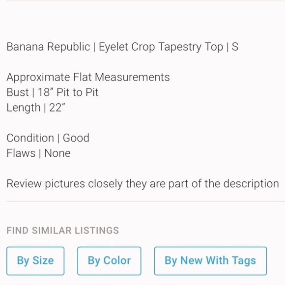 BANANA REPUBLIC Eyelet Tapestry Navy Boxy Crop Top Size Small - Picture 9 of 9